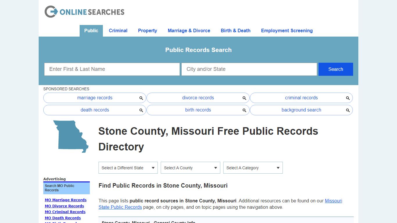 Stone County, Missouri Public Records Directory