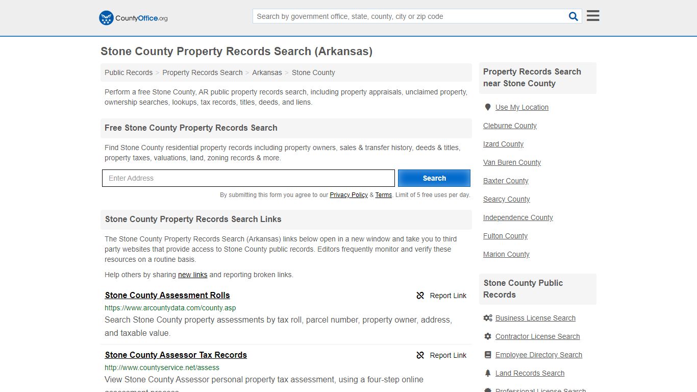 Property Records Search - Stone County, AR (Assessments ...
